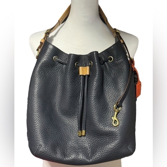 COACH Legacy Drawstring Handbag in Soft Pebbled Leather Midnight/Brass # 25306 - Picture 3 of 16